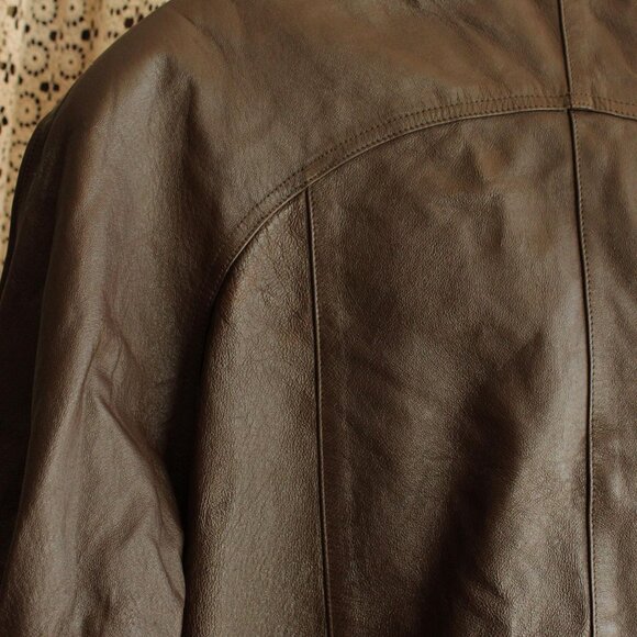 Vintage 1980s 1990s Leather Jacket, Jacqueline Ferrar Brown Coat, Size Small - Picture 7 of 10